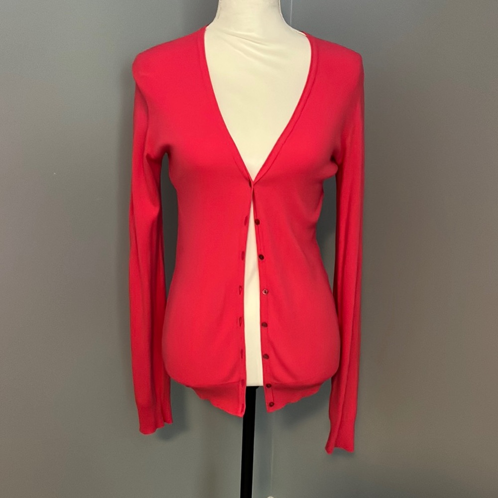 BENETTON bright pink new cotton cardigan Size M